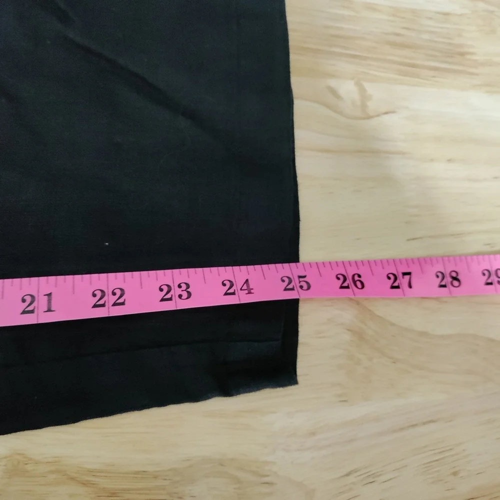Quince Black 100% European Linen Elastic Waist Straight Leg Pants Large